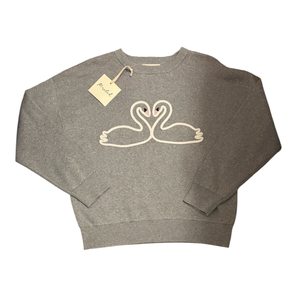 NWT - Anthropologie Gray Sweater with Swan Motif